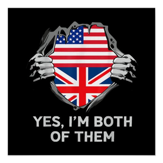 Halbamerikanische Half Britische USA Flaggen Mens Poster (Vorderseite)