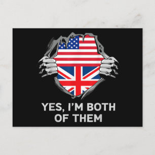 Halbamerikanische Half Britische USA Flaggen Mens  Postkarte