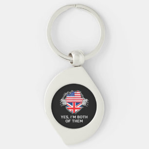 Halbamerikanische Half Britische USA Flaggen Mens  Schlüsselanhänger