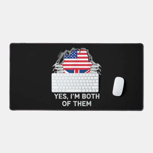 Halbamerikanische Half Britische USA Flaggen Mens  Schreibtischunterlage (Tastatur & Maus)
