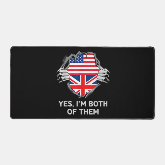 Halbamerikanische Half Britische USA Flaggen Mens  Schreibtischunterlage (Vorderseite)