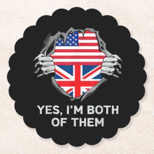 Halbamerikanische Half Britische USA Flaggen Mens  Untersetzer