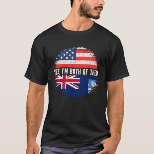 Halbamerikanische Half Falkland Islander USA Flag T-Shirt (Vorderseite)