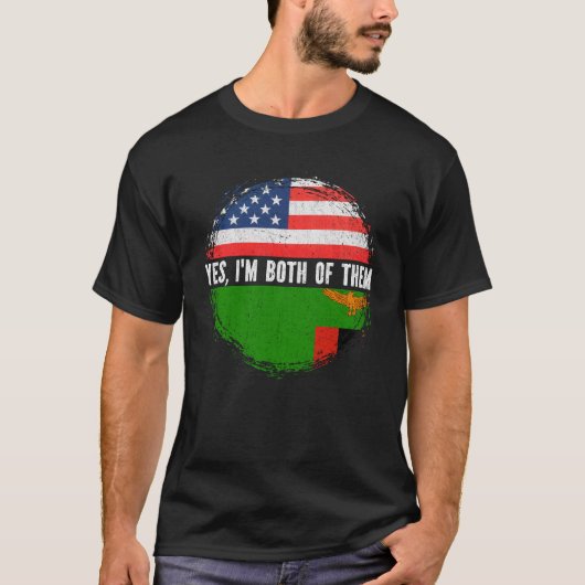 Halbamerikanische Half-Sambia-USA-Flagge Sambia T-Shirt (Vorderseite)