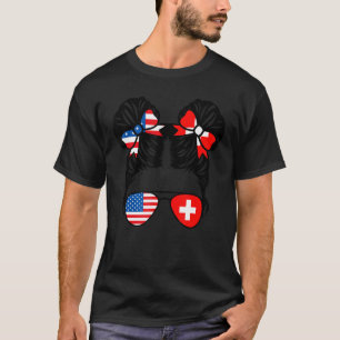 Halbamerikanische Half Swiss Girl USA Schweiz Flag T-Shirt