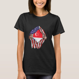 Halbamerikanischer Halbfinale Singapur USA Flag Fr T-Shirt