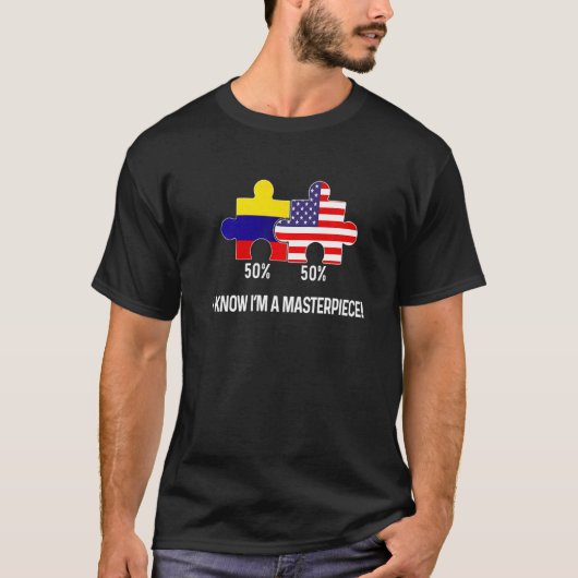 Halbamerikanischer Halbkolumbianischer Flaggenstaa T-Shirt (Vorderseite)