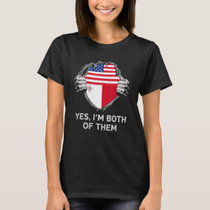 Halbamerikanischer Halbmaltesischer USA Malta Flag T-Shirt