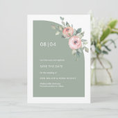 Halbarchensehen mit grüner Pink-Blütenblume Save The Date (Stehend Vorderseite)