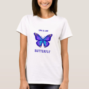 Halbärmeliges weißes Hemd mit Schmetterlingsdesign T-Shirt