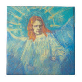 Halbbild eines Engels von Vincent van Gogh Fliese (Vorderseite)