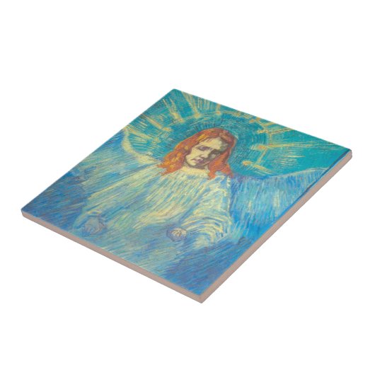 Halbbild eines Engels von Vincent van Gogh Fliese (Seite)