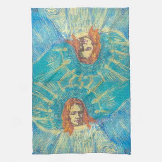 Halbbild eines Engels von Vincent van Gogh Geschirrtuch (Vertikal)