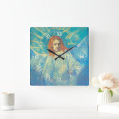 Halbbild eines Engels von Vincent van Gogh Quadratische Wanduhr (Zuhause)