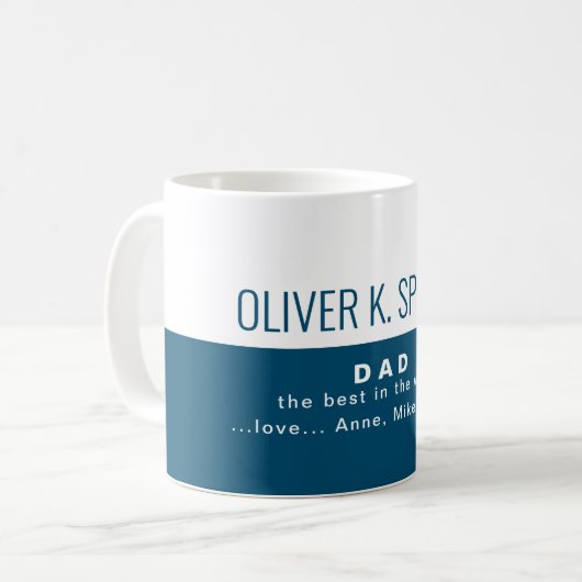 Halbblaue Halbweiß-Liebe mit der besten Vater Kaffeetasse (Vorderseite Links)
