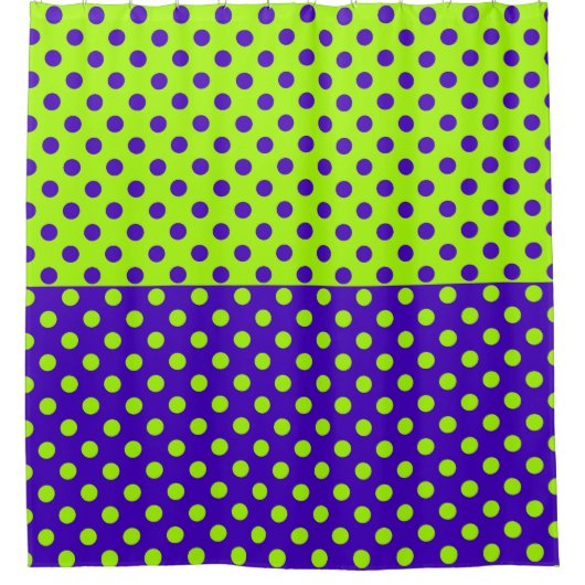 Halbblauer Green Polka Dots Design Duschvorhang (Vorderseite)