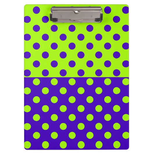 Halbblauer Green Polka Dots Design Klemmbrett (Vorderseite)