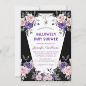 Halbblütendusche mit blühenden Rose, gotisch-schwa Einladung (Vorderseite)