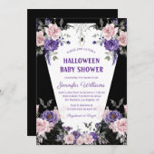 Halbblütendusche mit blühenden Rose, gotisch-schwa Einladung (Vorne/Hinten)