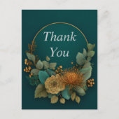 Halbblütenschreiben auf Dunkelgrün Dankeschön-Kart Postkarte (Vorderseite)