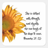 Halbblütensprichwörter 31:25 Bibelverse Custom Quadratischer Aufkleber (Vorderseite)