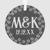 Halbboard Hochzeitanfänger Monogramm Schneeflocken Ornament (Rückseite)