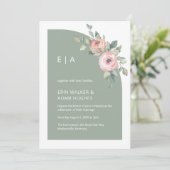 Halbbogenhochzeit der grünen Blumenzange Einladung (Stehend Vorderseite)