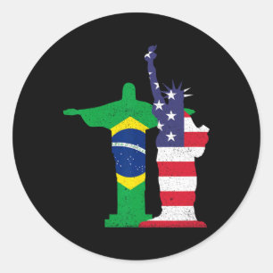 Halbbrasilianer Halbamerikaner USA Brasilien Kultu Runder Aufkleber