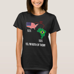 Halbbrasilianischer Halbamerikanischer Flaggenverb T-Shirt