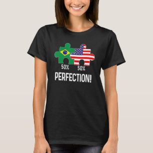 Halbbrasilianischer Halbamerikanischer Flaggenverb T-Shirt