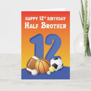 Halbbruder 12. Geburtstag Sportbälle Karte