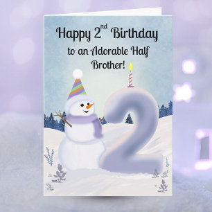 Halbbruder Happy 2. Geburtstag Schneemann Bauen Karte