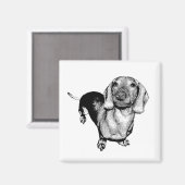 Halbdunkel-Weiß-Foto Dachsund-Dackel Magnet (Vorderseite/Rückseite)