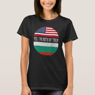 Halbe Amerikaner Halbe Bulgarische Flagge USA Flag T-Shirt