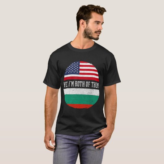 Halbe Amerikaner Halbe Bulgarische Flagge USA Flag T-Shirt (Vorne ganz)