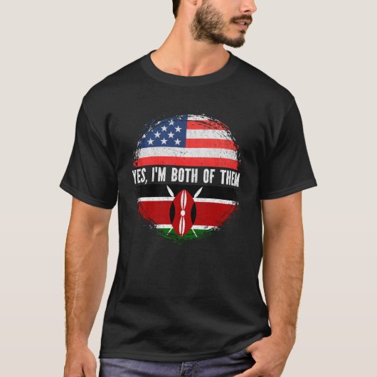 Halbe Amerikaner Halbe Kenyan USA Flagge Kenia Erb T-Shirt (Vorderseite)
