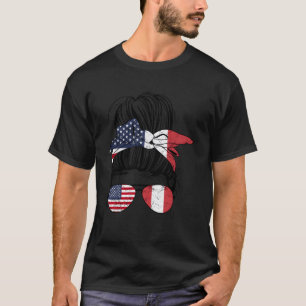 Halbe Amerikaner Halbe Peru Peru USA Flaggenpatot T-Shirt