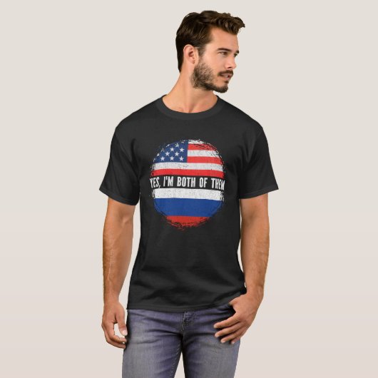 Halbe Amerikaner Halbfinale Russische USA Flagge R T-Shirt (Vorne ganz)
