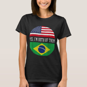 Halbe Amerikaner Half brasilianische Flagge USA Br T-Shirt