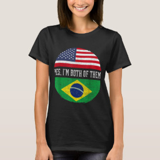 Halbe Amerikaner Half brasilianische Flagge USA Br T-Shirt