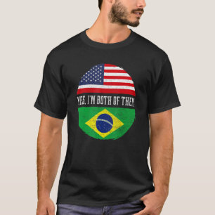 Halbe Amerikaner Half brasilianische Flagge USA Br T-Shirt