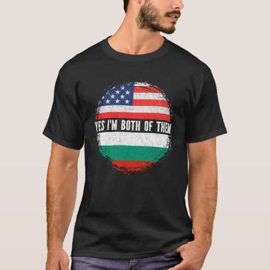 Halbe Amerikaner Half Bulgarische Flagge USA Flagg T-Shirt (Vorderseite)