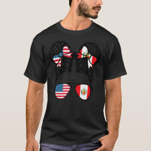 Halbe Amerikaner Half Peruaner Girl USA Peru Flag T-Shirt