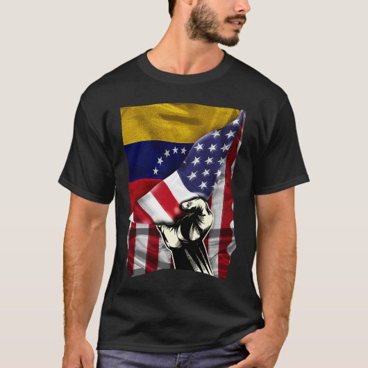Halbe Amerikaner Half Venezuelan ROOTS USA Flag Ve T-Shirt (Vorderseite)
