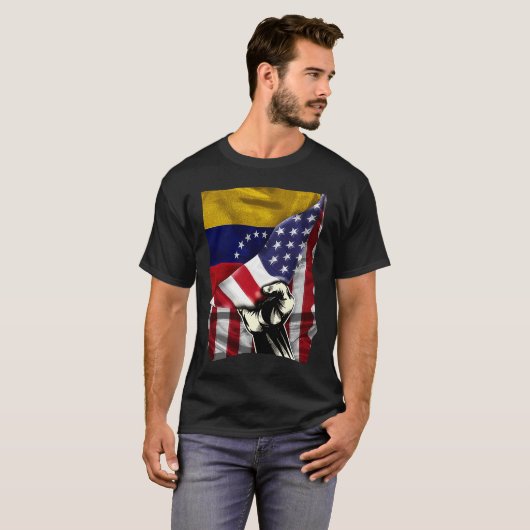 Halbe Amerikaner Half Venezuelan ROOTS USA Flag Ve T-Shirt (Vorne ganz)