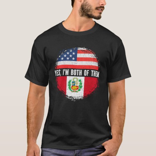 Halbe Amerikanerin Halbe peruanische Flagge USA Pe T-Shirt (Vorderseite)