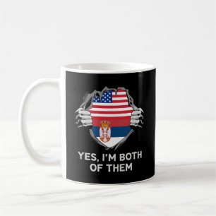 Halbe Amerikanerin Halbe serbische Flagge USA Serb Kaffeetasse