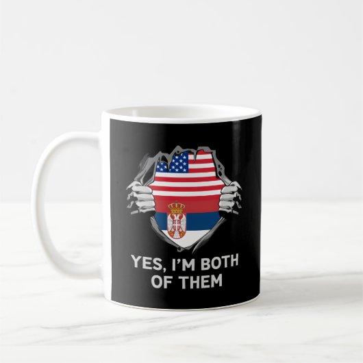 Halbe Amerikanerin Halbe serbische Flagge USA Serb Kaffeetasse (Links)
