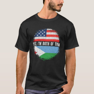 Halbe Amerikanerin Half Dschibutian USA Flag Dschi T-Shirt