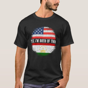 Halbe Amerikanerin Half Tadschikistani USA Flag Ta T-Shirt